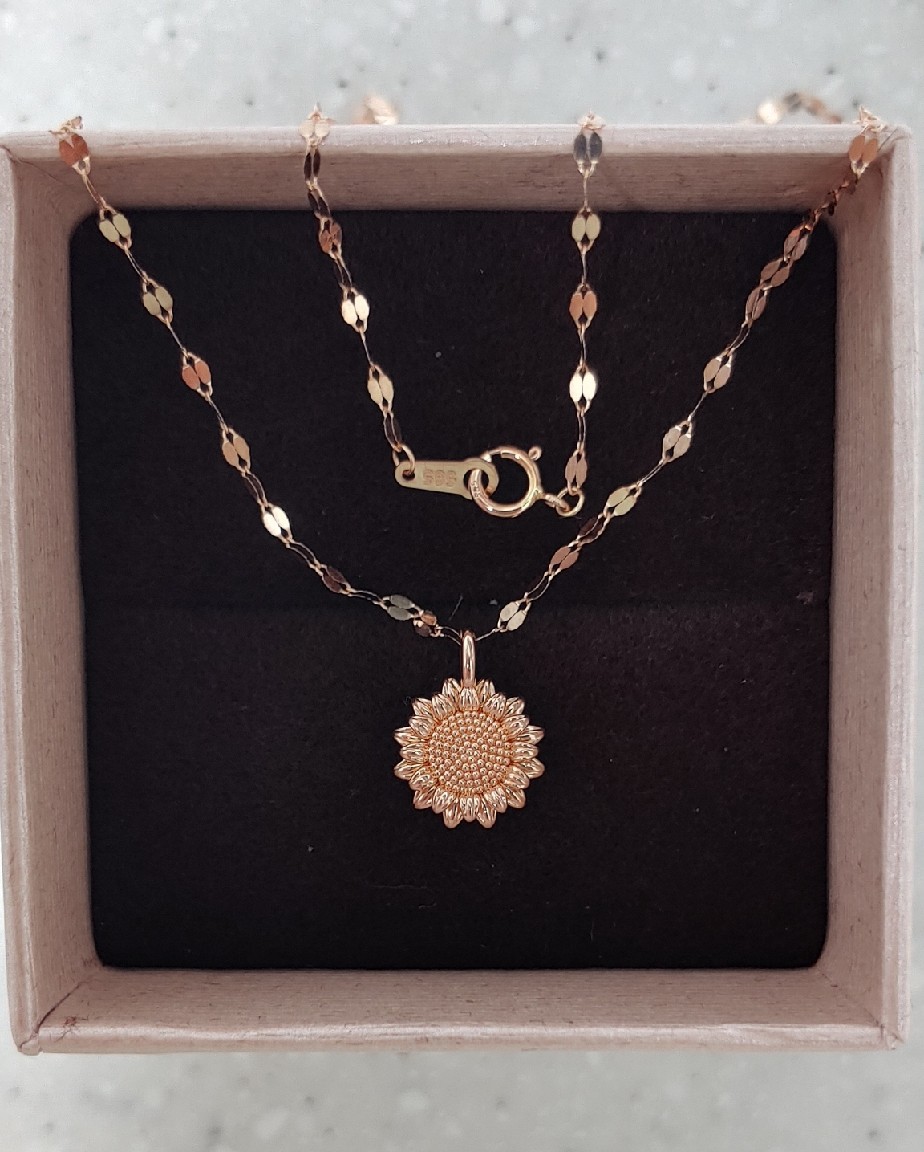 14k 목걸이 로즈골드 해바라기 새제품