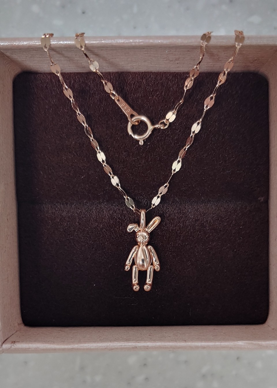 14k 목걸이 통통 토끼 로즈골드 새제품