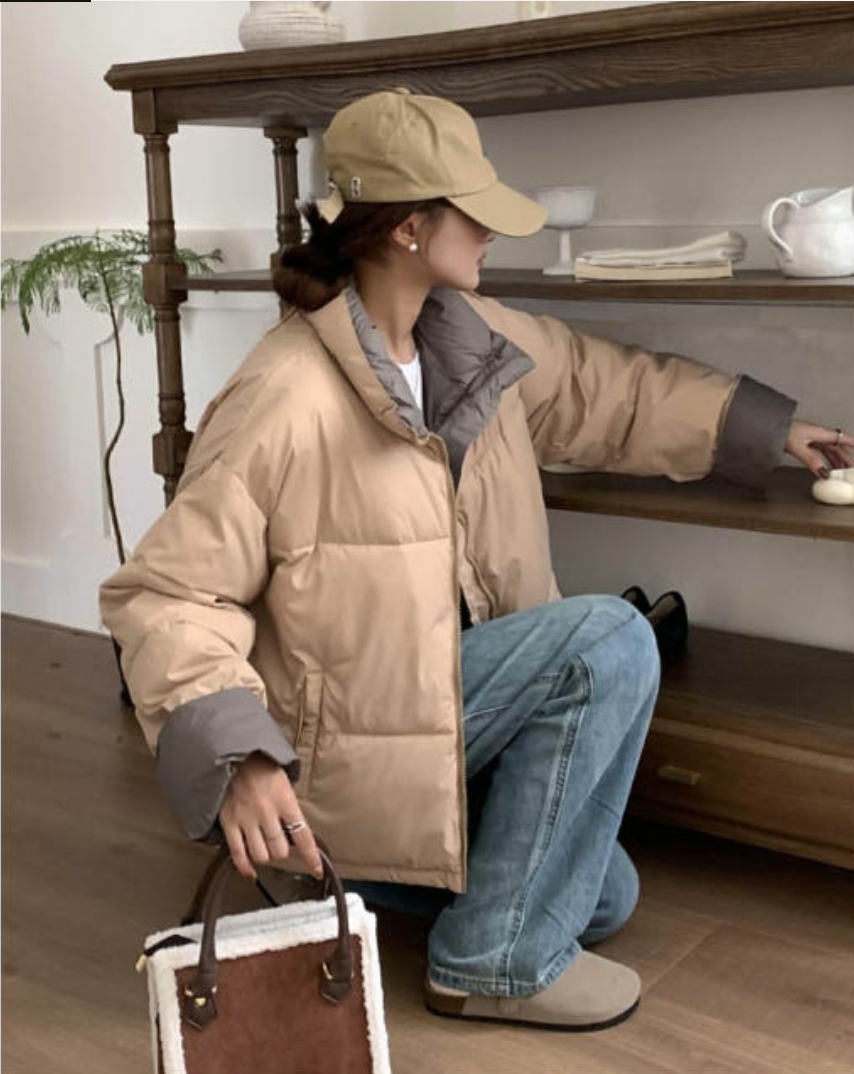 ❤시크데일리배색패딩