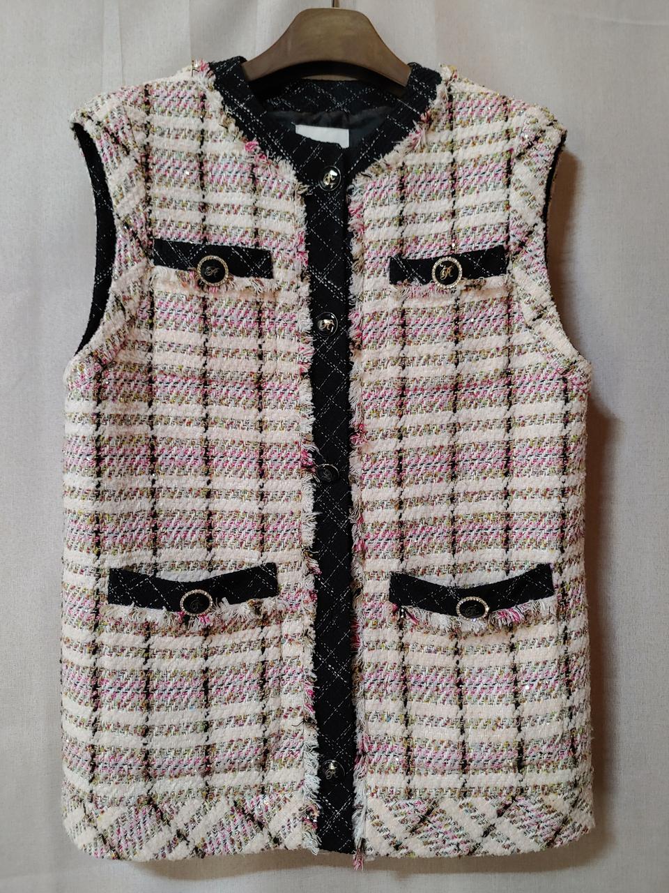 레니본 트위드 베스트 조끼