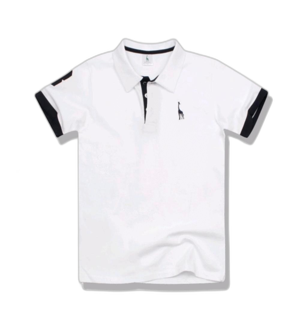 오마보이)남성용 기린 슬리브 배색 반팔 카라티셔츠