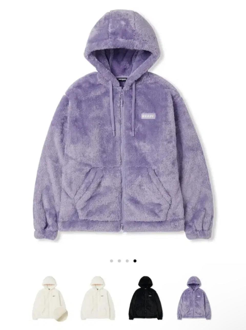 널디 플러피 플리스 후드 자켓 라이트퍼플 m