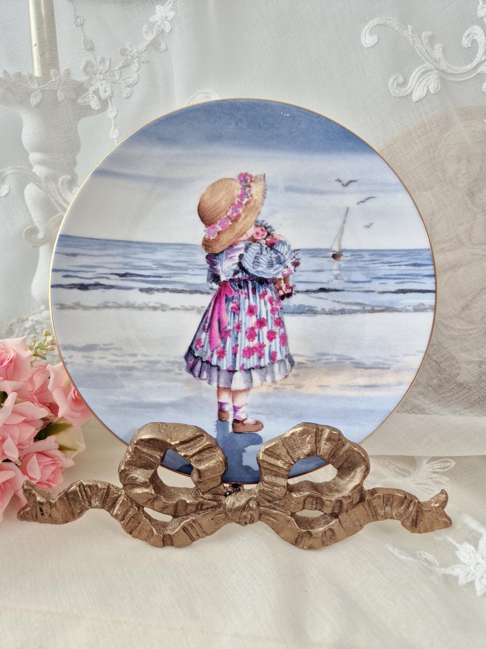 ❤앤틱  영국  로얄우스터  소녀 장식접시