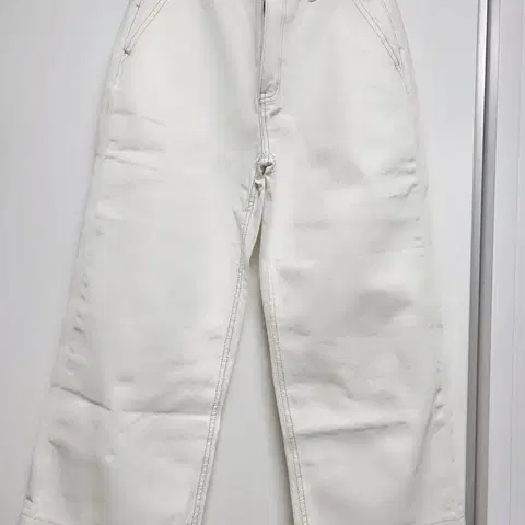 새상품 샘플용 스티치 와이드 코튼팬츠 아이보리