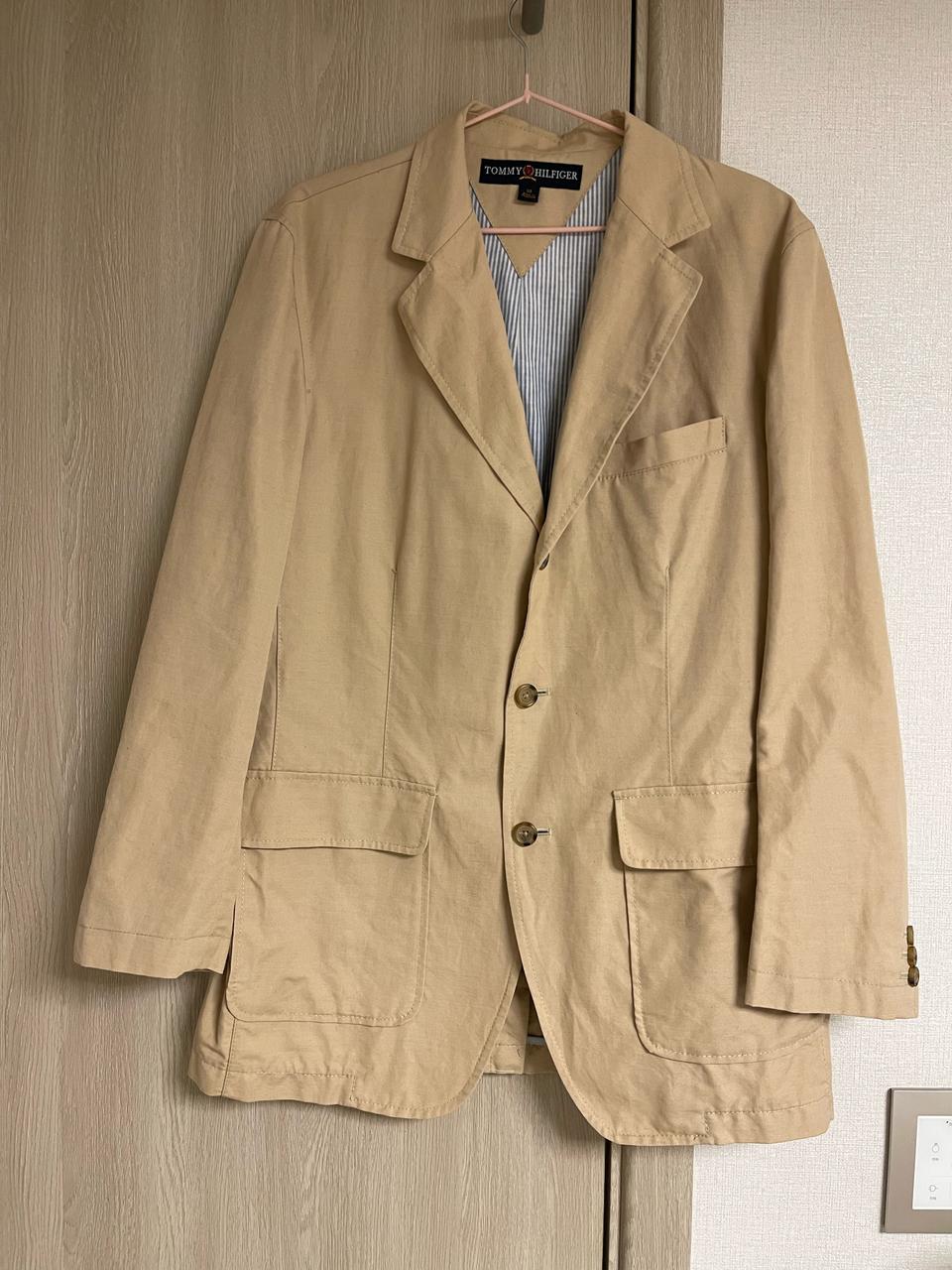 타미 힐피거 테일러드 코튼 린넨 혼방 블레이저 베이지 38R