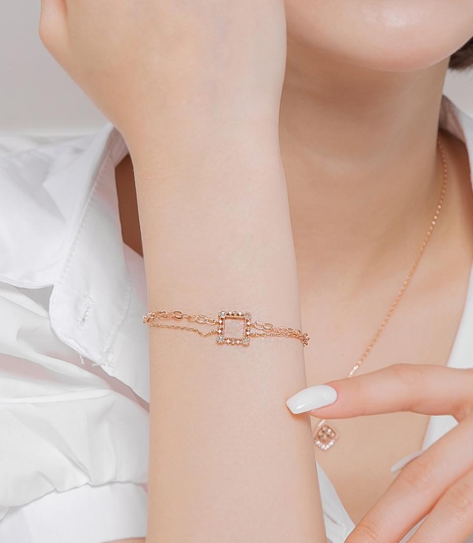 14k 로즈골드 러프다이아 팔찌