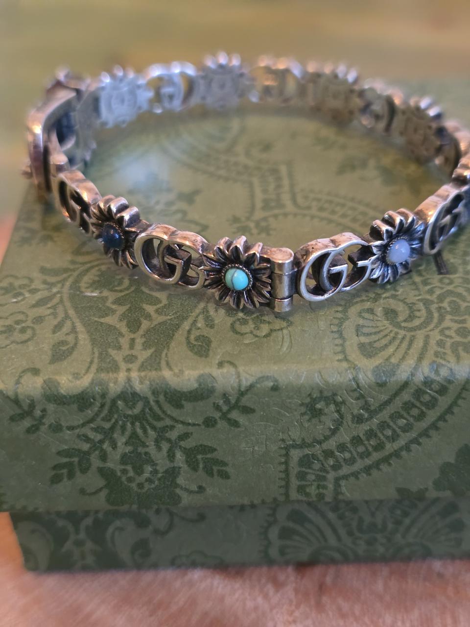 구찌19cm 꽃팔찌  실버925