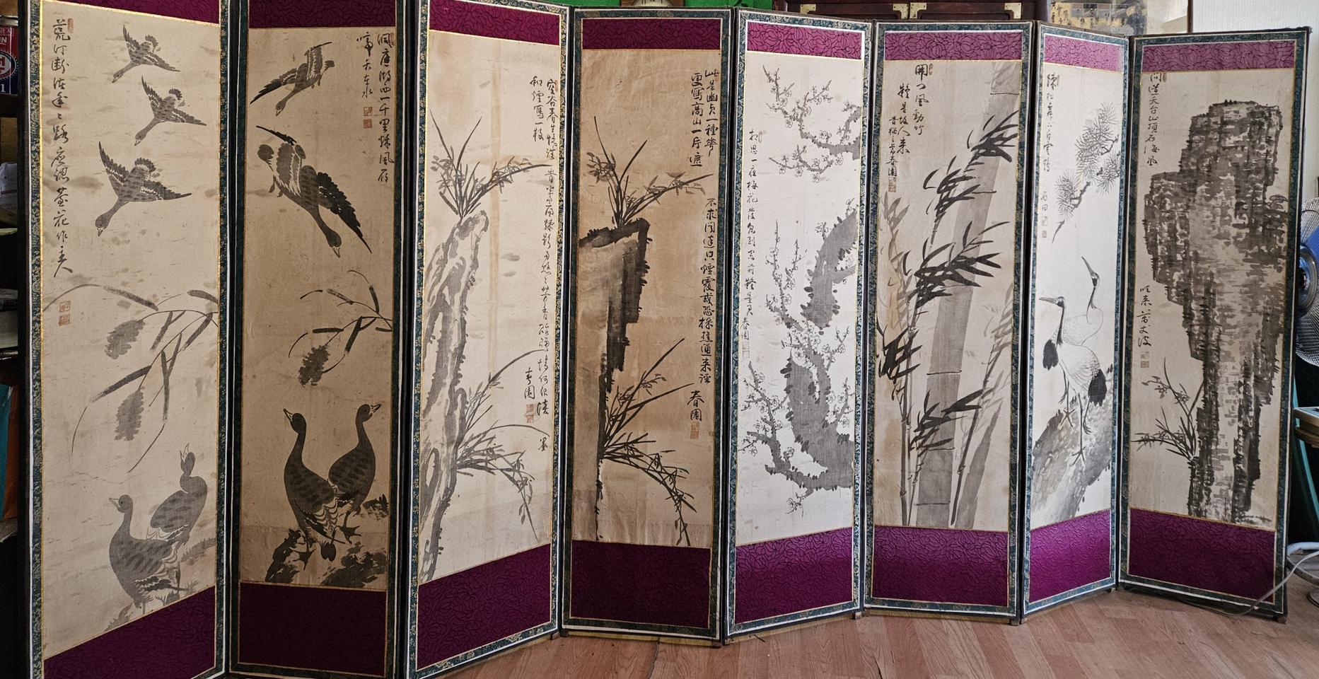 춘원  정재민 선생 8폭 그림