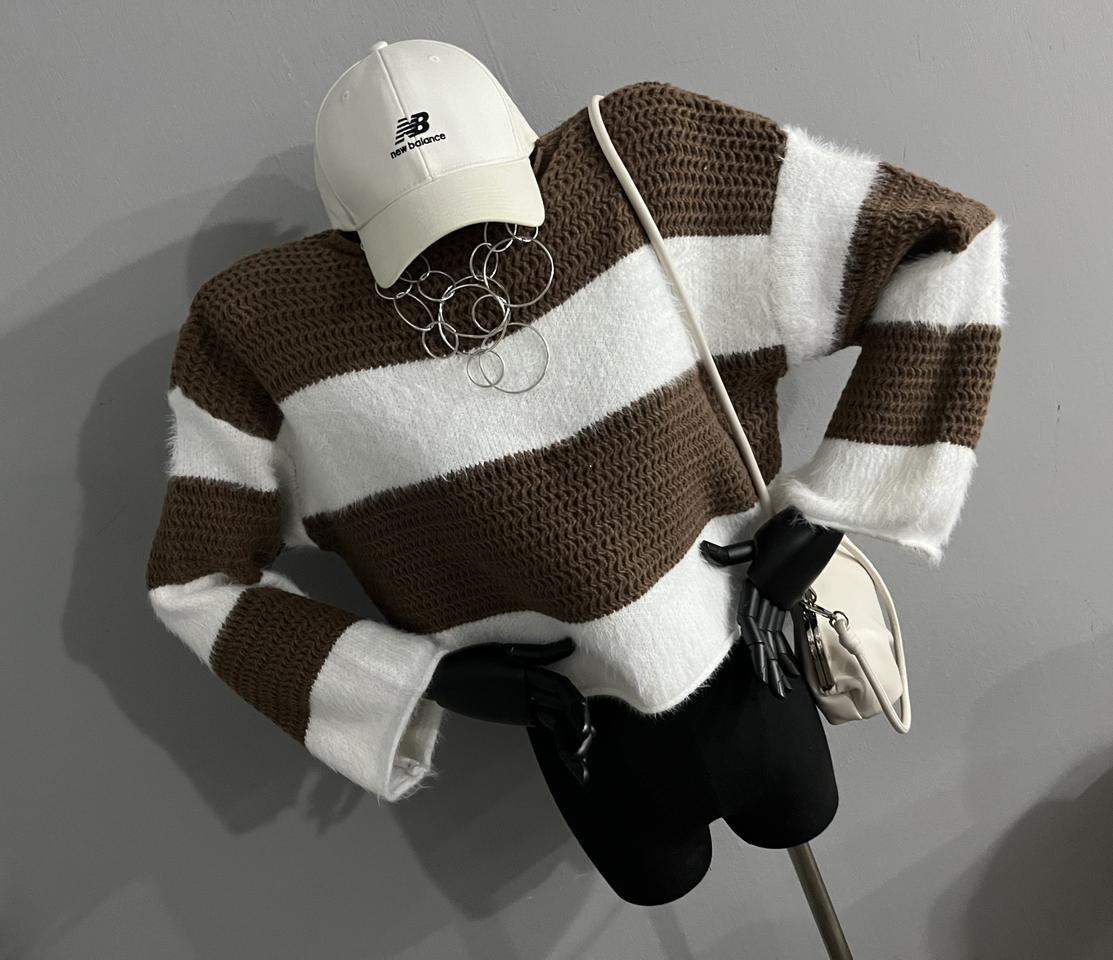 빅단가라배색니트/배색니트/니트