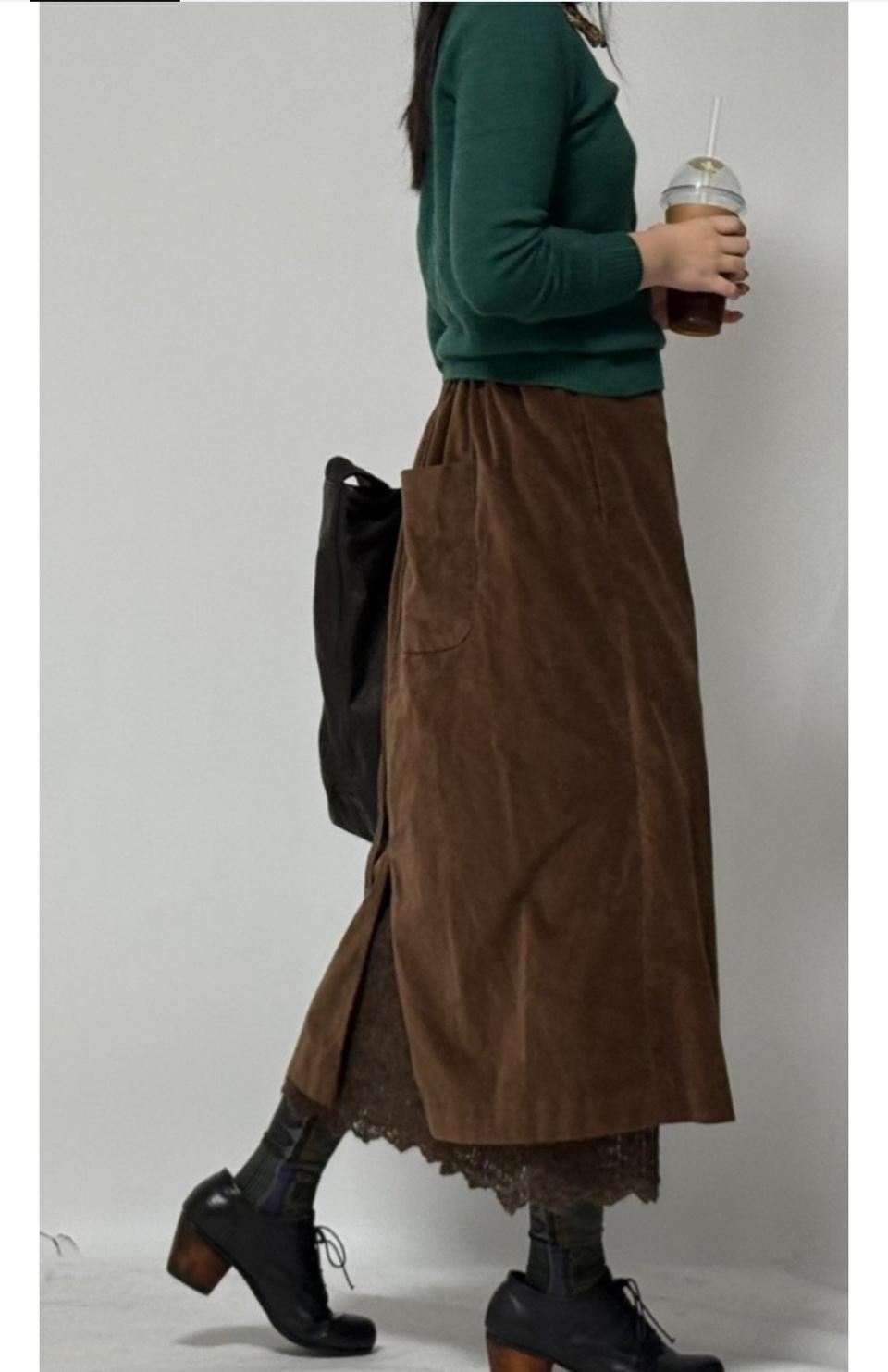 넬 코튼 벨벳 랩스컷 브라운