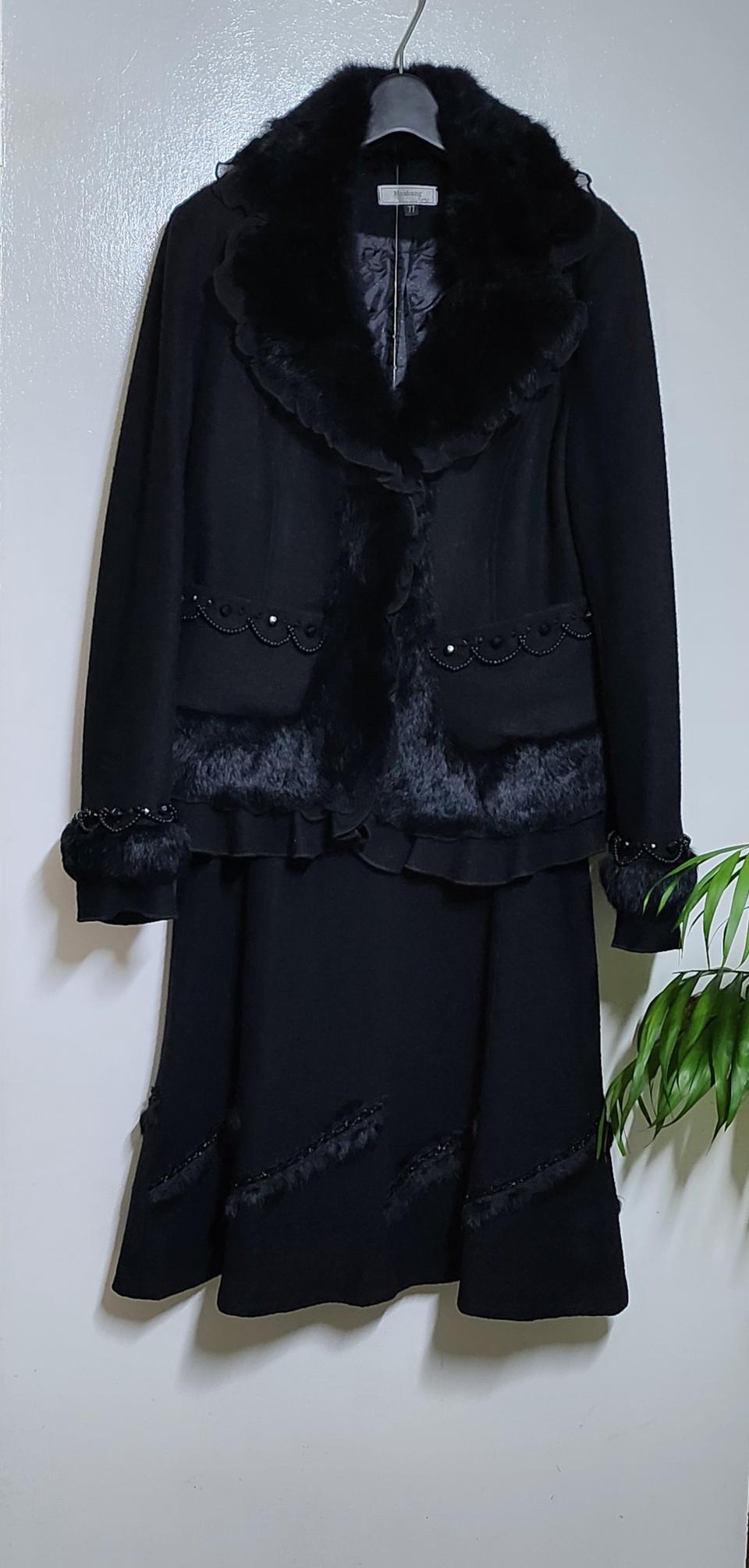 ⛔ 퍼 배색 자켓 & 스커트