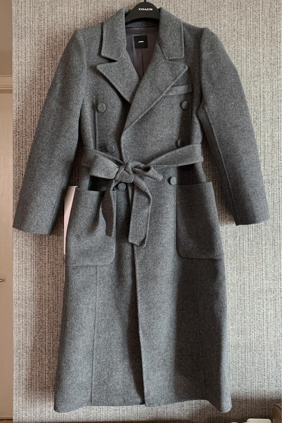 [미착용] 에어린 그레이 더블 브레스트 울코트 롱코트 프리사이즈 선물