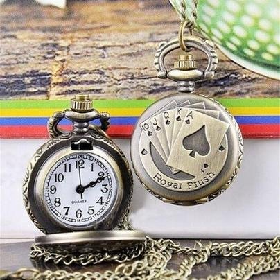 새 소형 포커 로얄 목걸이 플러쉬 회중 시계 목걸이시계 기념품 여행 생일