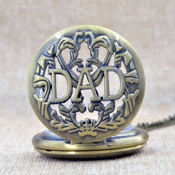 새 오픈형 동색 고급 DAD 회중 시계 앤틱 목걸이 생일 정품 쥬얼리