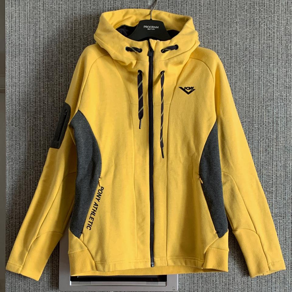 포니 Pony 그레이 로고 옐로우 후드 집업 후디 90사이즈