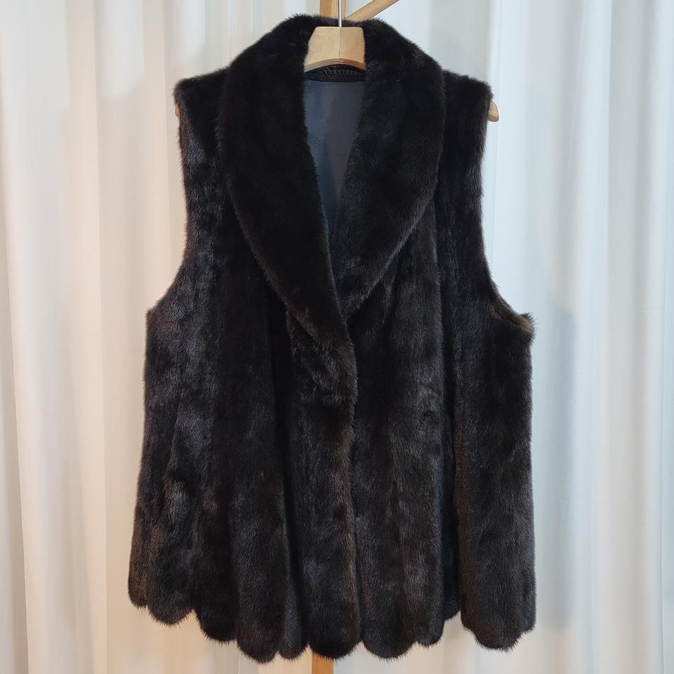 아메리칸레전드 롱 블랙 밍크 베스트 