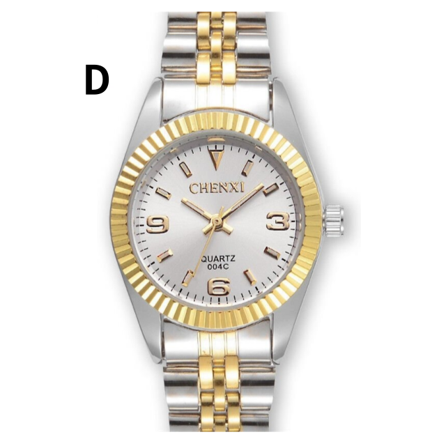 새 실버 D형 여성 18K GP 실버 시계판 손목 시계 도금 고급 디자인