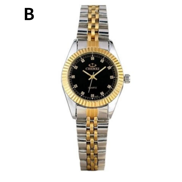 새 실버 B형 여성 18K GP 블랙 시계판 손목 시계 도금 고급 디자인