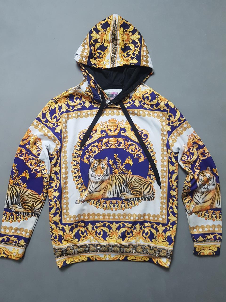 [M] 페르지넬라 호랑이 프린팅 기모 후드티 100