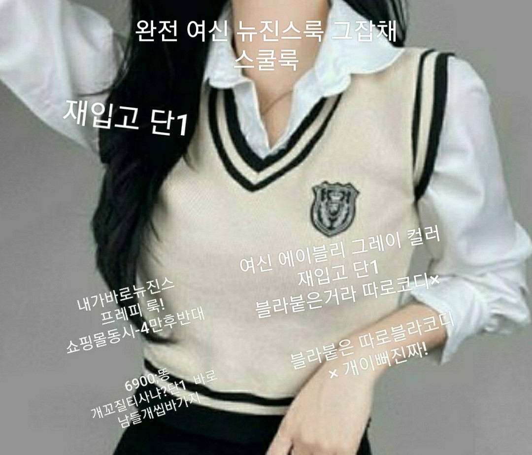 최저가❤뉴진스룩❤에이블리❤블라 붙은 니쪼 니트 조끼 세트 붙은거