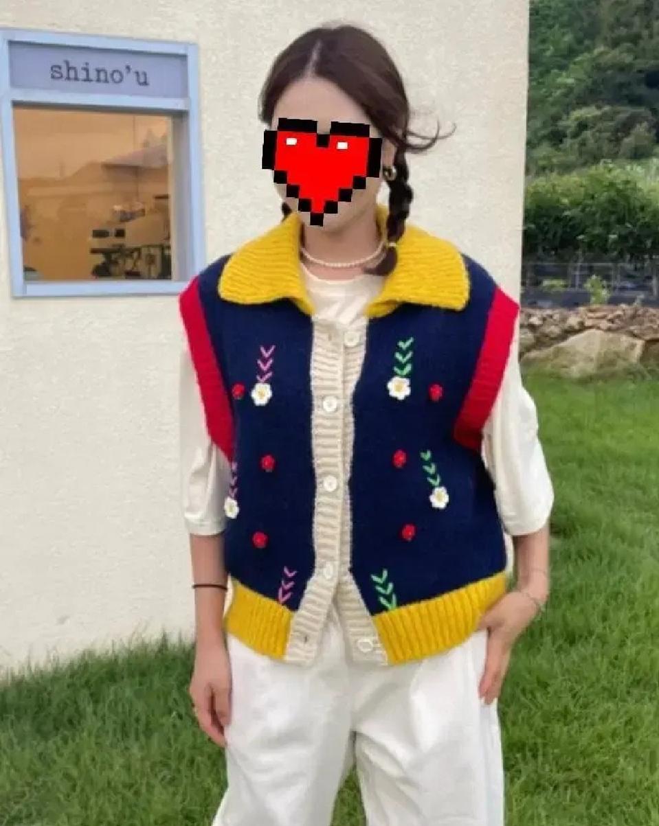 ❤(3color)꽃카라니트베스트 프랑스자수조끼