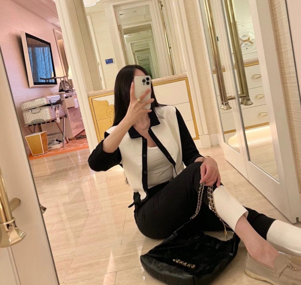 1회착용) 수입 레더 배색 자켓