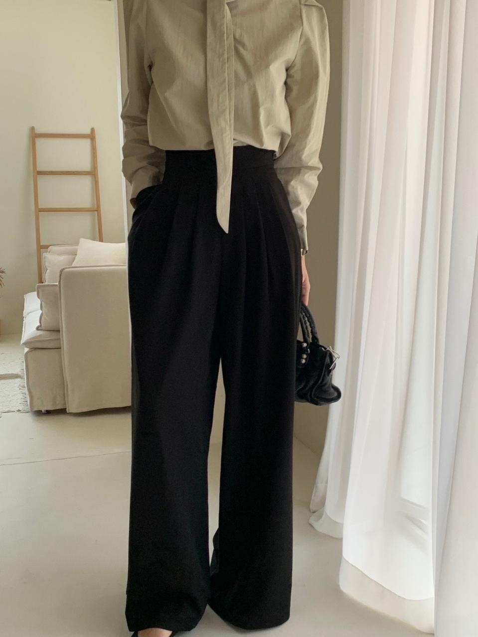 새제품) 플리츠 와이드 슬랙스