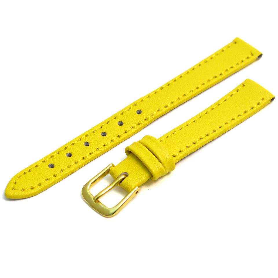 새 18mm 노랑색 PU 가죽 밴드 손목 시계 버클 팔찌 스트랩