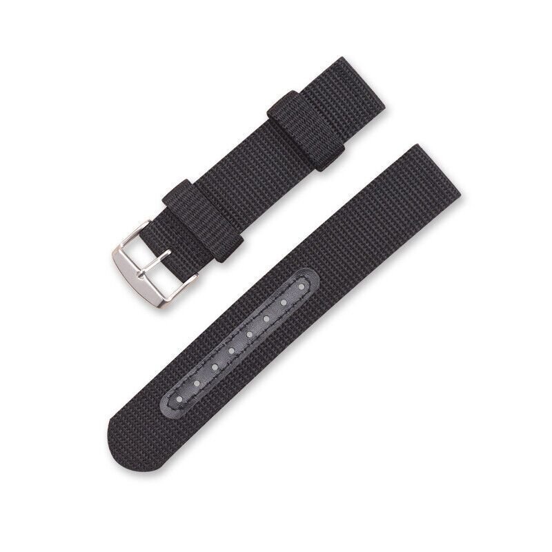새 20mm 검정색 구멍 포인트 나일론 밴드 손목시계 버클 스트랩