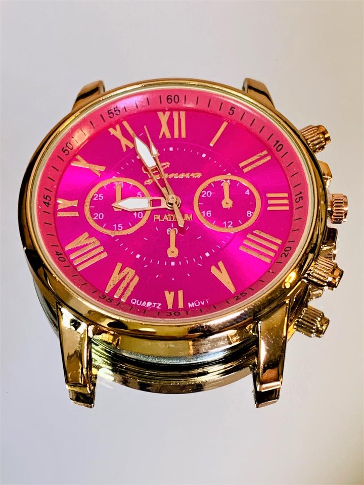 새 분홍색 손목 시계 디지얼 시계판 금속 케이스 부품 조립 문자판