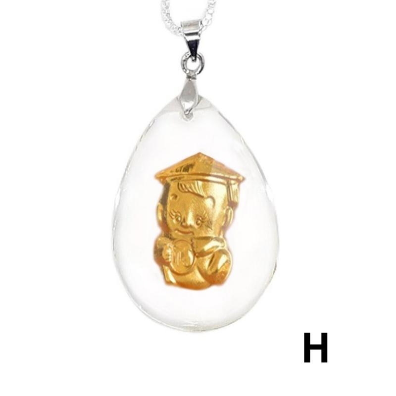 새 동자 24K 순금 크리스탈 공예 목걸이 고급 선물