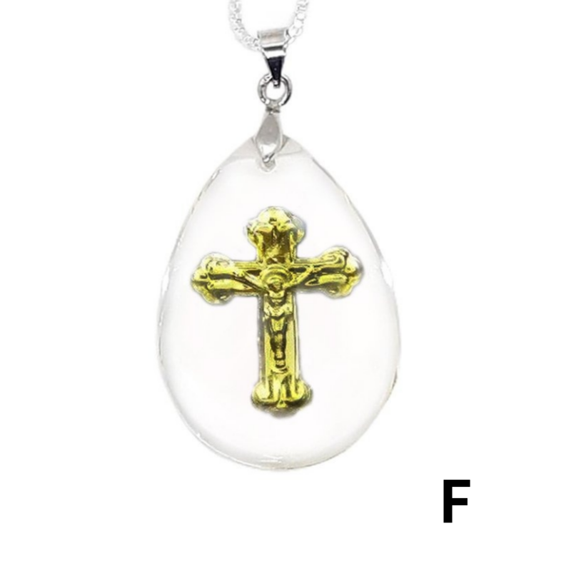 새 십자가 24K 순금 크리스탈 공예 목걸이 고급 선물