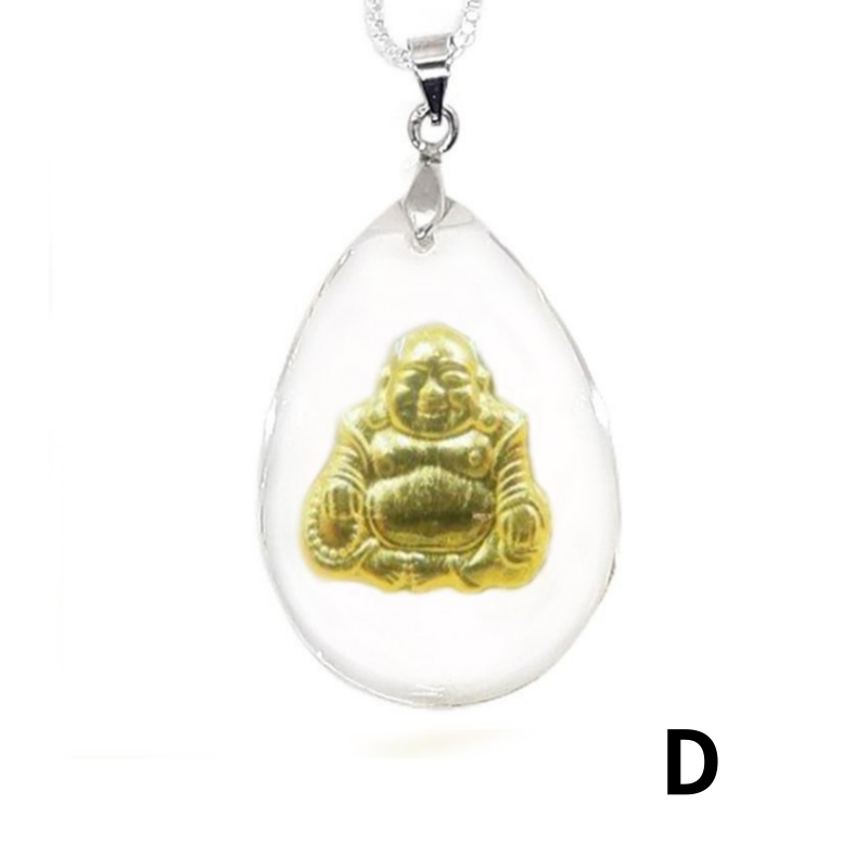 새 미륵불 24K 순금 크리스탈 공예 목걸이 고급 선물