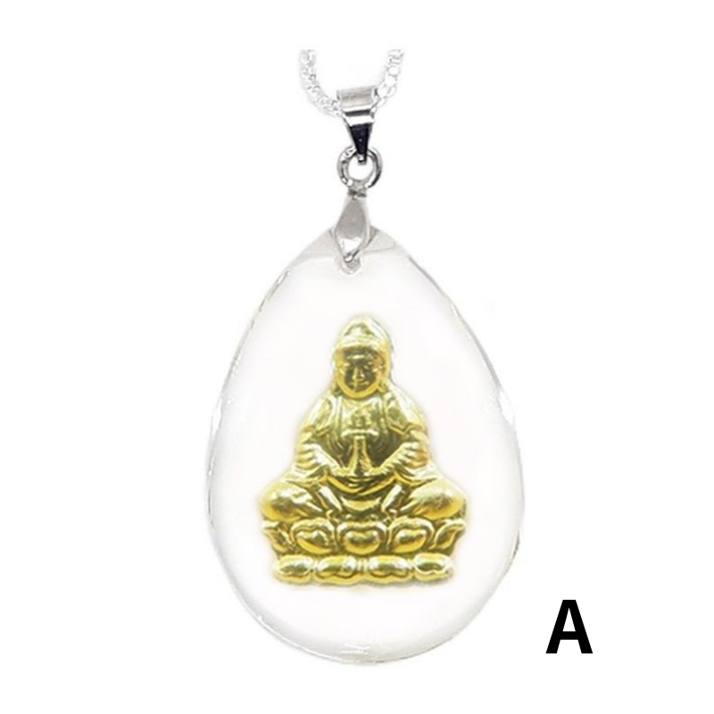 새 관세음보살 24K 순금 크리스탈 공예 목걸이 고급 선물