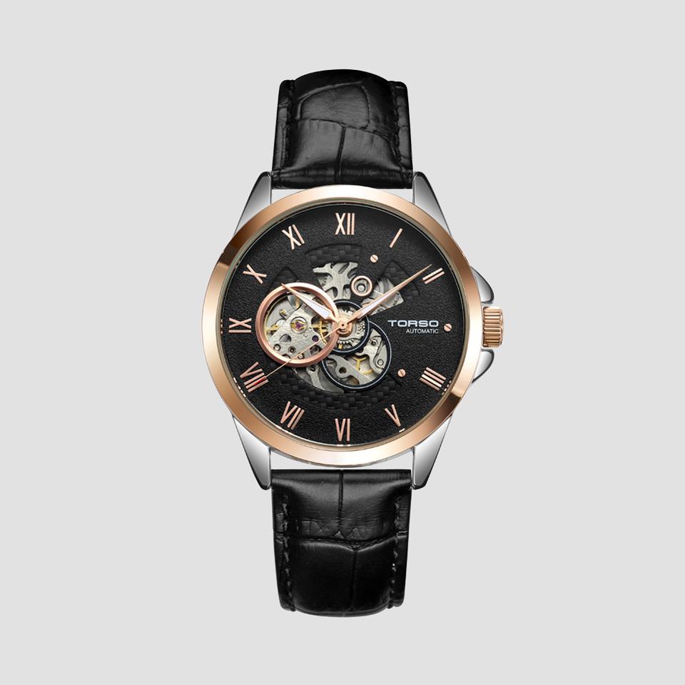 미개봉 브랜드 토르소 칼리스토 스켈레톤 오토매틱 워치 남자 가죽 시계