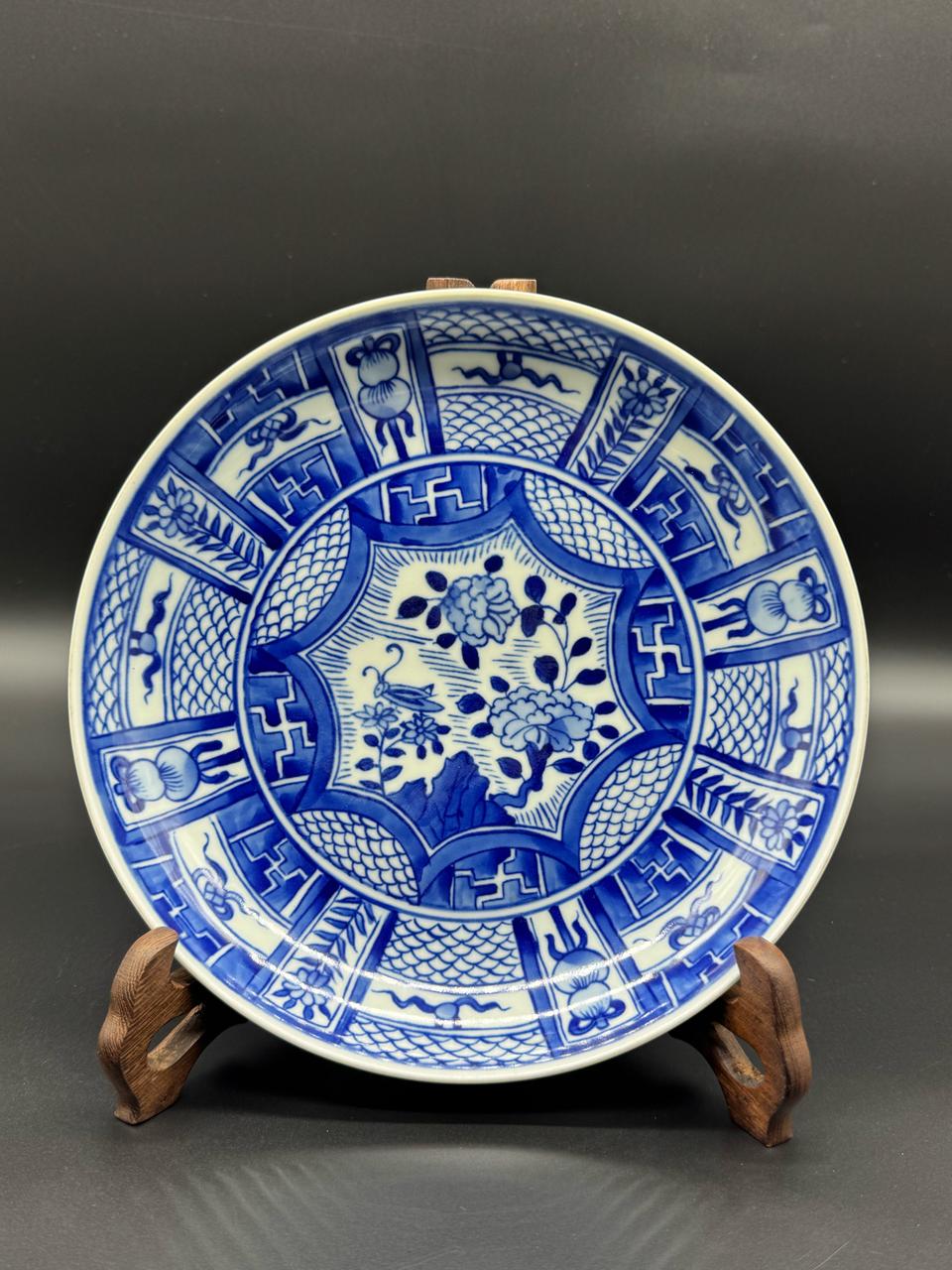 중국 도자기 - 대청강희년제 화문 청화백자 접시