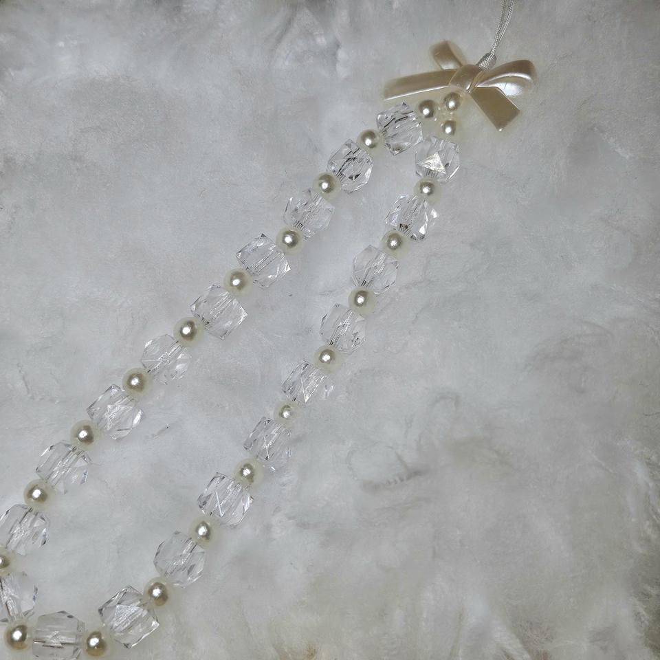 리본 투명 비즈키링