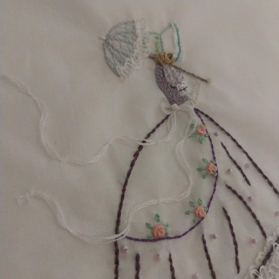 크레놀린여인자수 레이스손수건