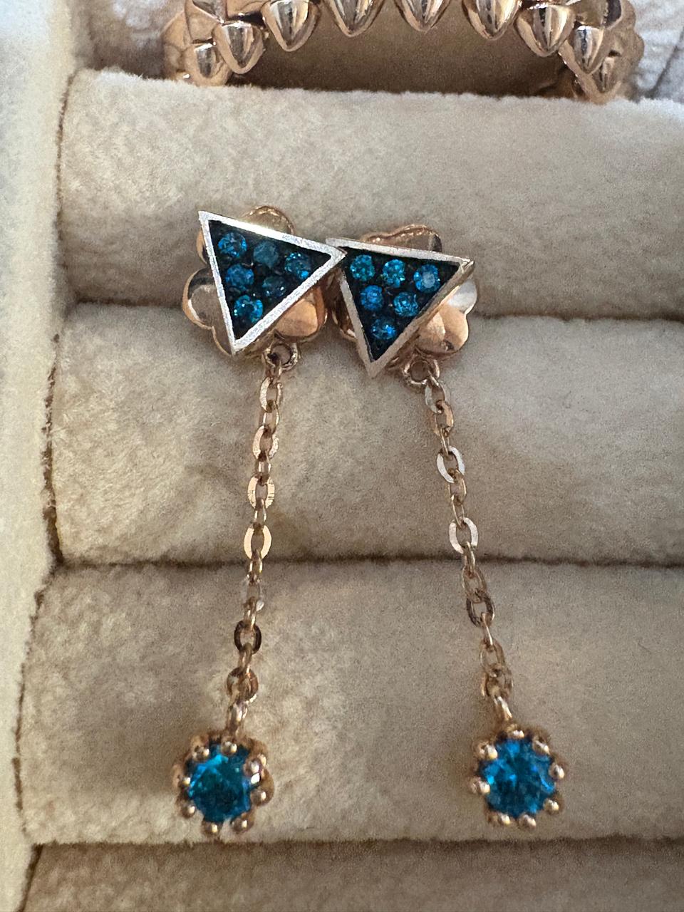 14k 블루큐 귀걸이