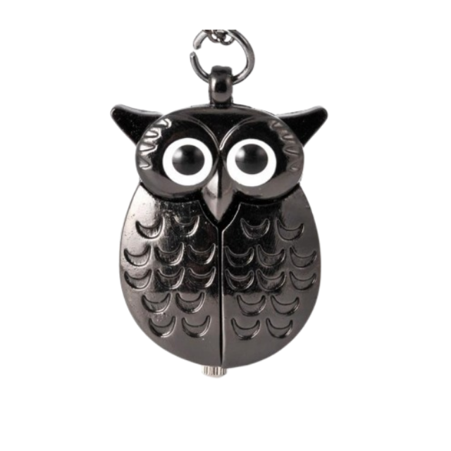 새 검정색 소형 부엉이 키링 회중시계 기념품 여행 쥬얼리 기념일