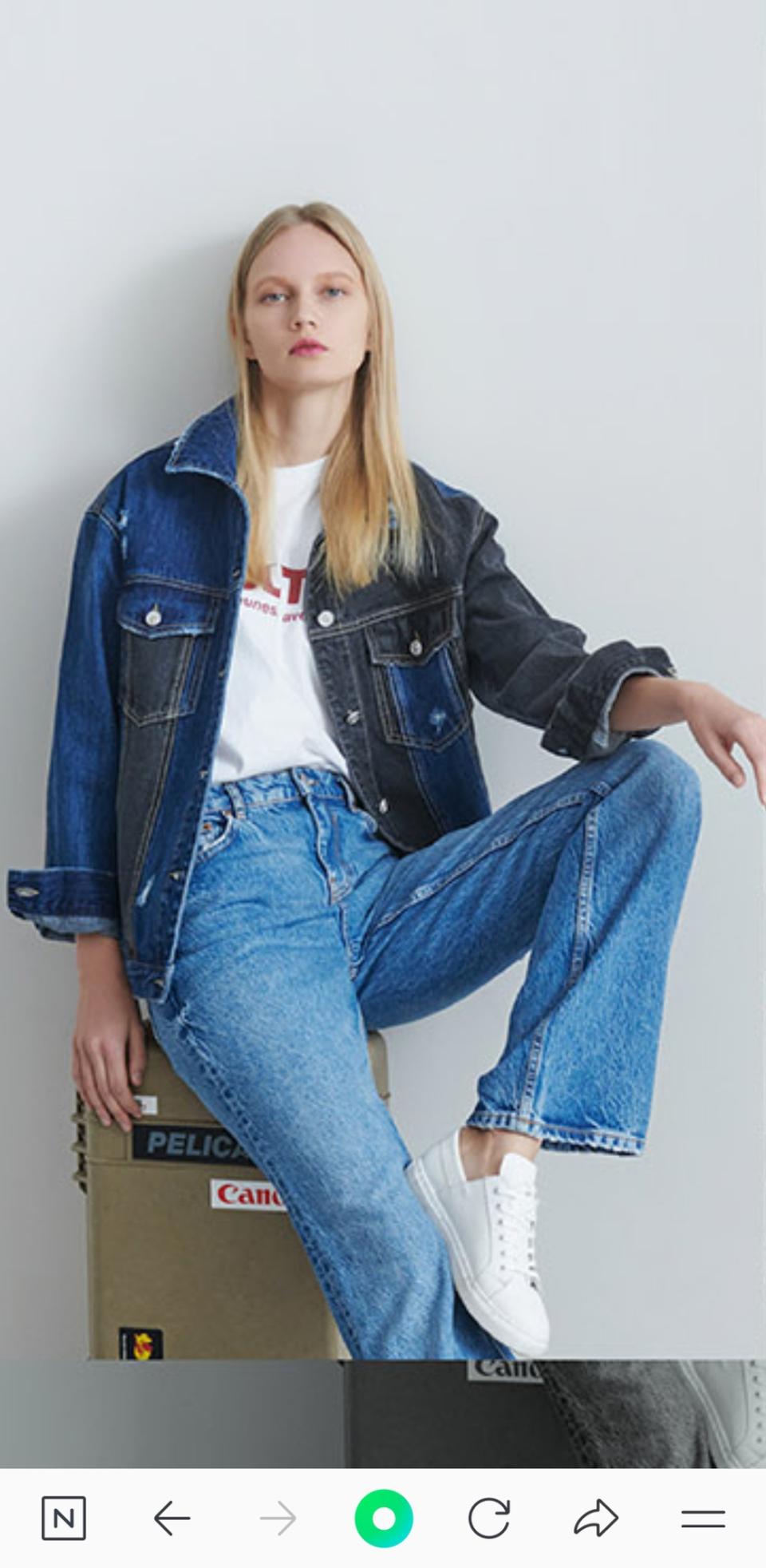 sjyp,톰보이,럭키슈에뜨, 빔바이롤라  느낌 데님자켓