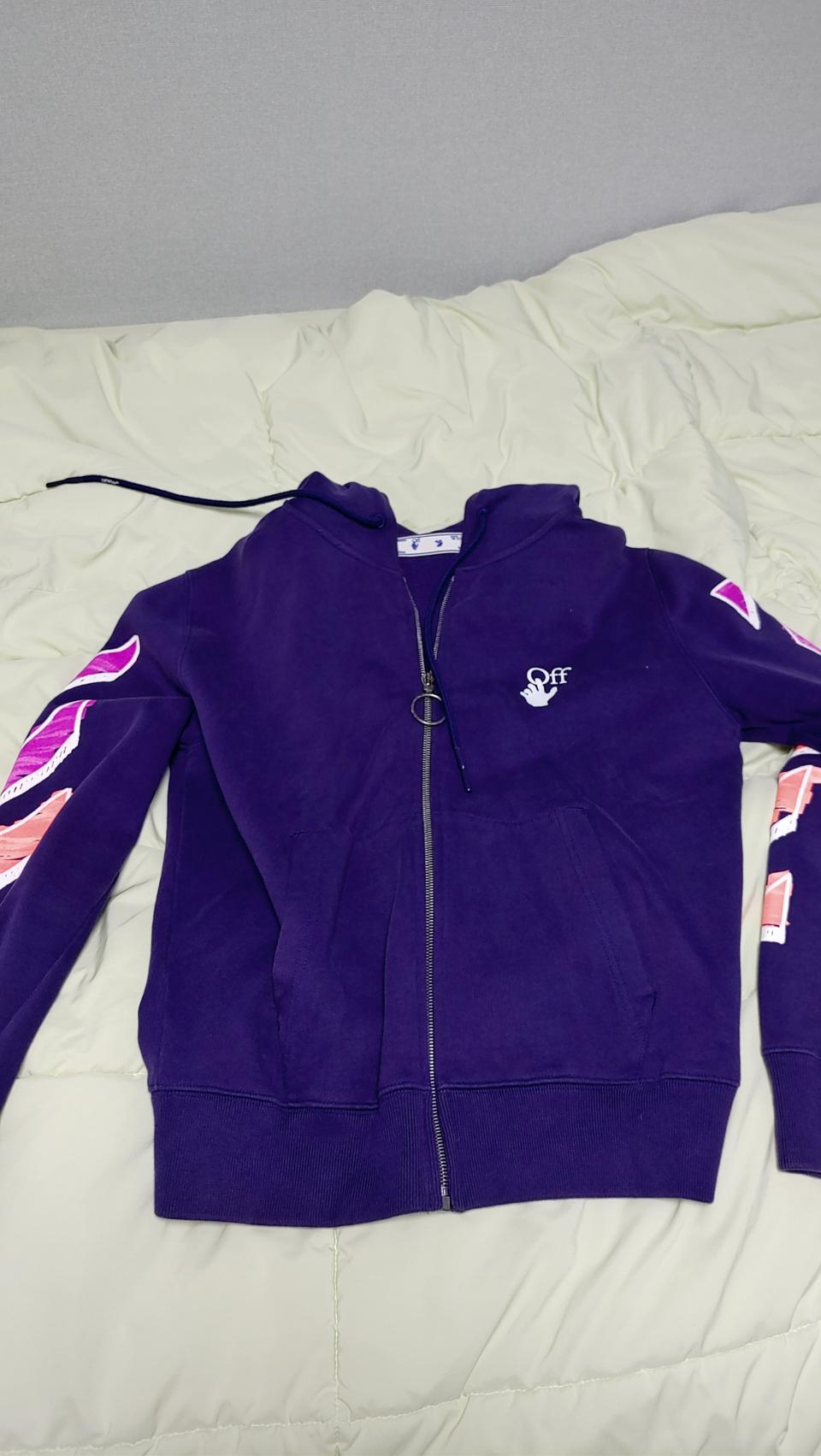 오프화이트 집업 후드