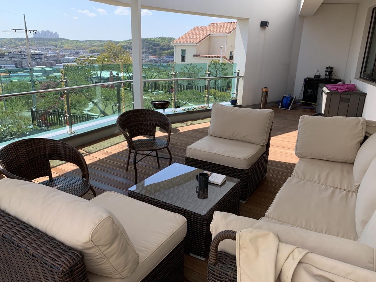 야외용 라탄 쇼파 세트