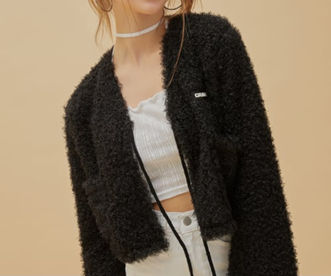 CRANK 크랭크 퍼 가디건 블랙