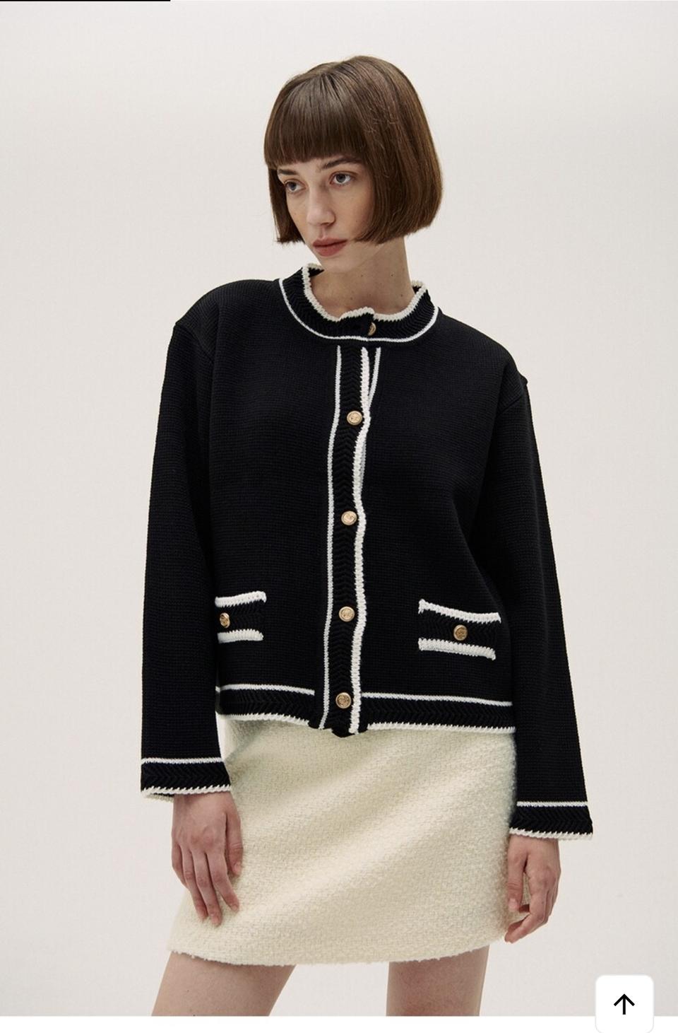 하케쉬 코코라인 니트 가디건 블랙 트위드 자켓