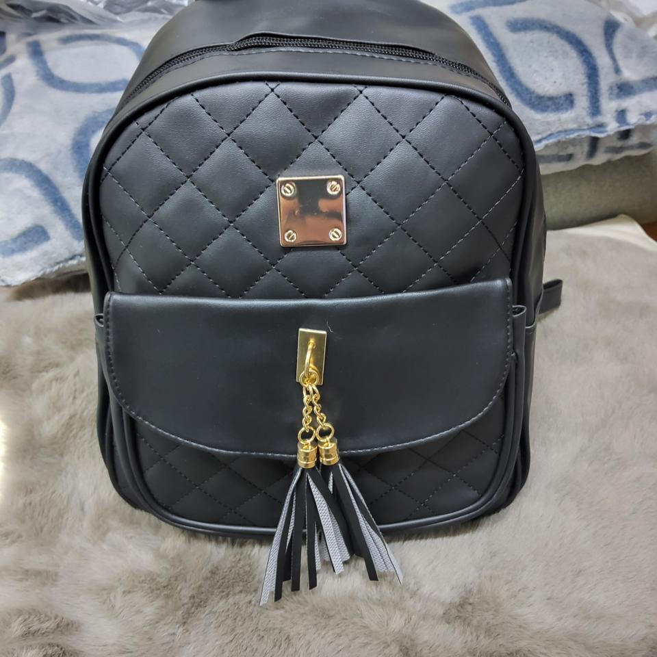 여성 검정색 퀼팅 테슬 미니 여자 백팩 가방 미착용