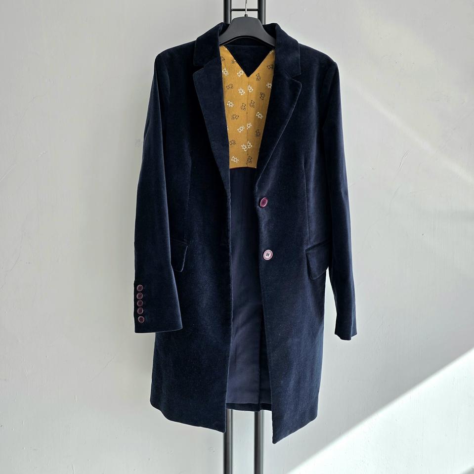 미착용 벨벳 코트 딥네이비