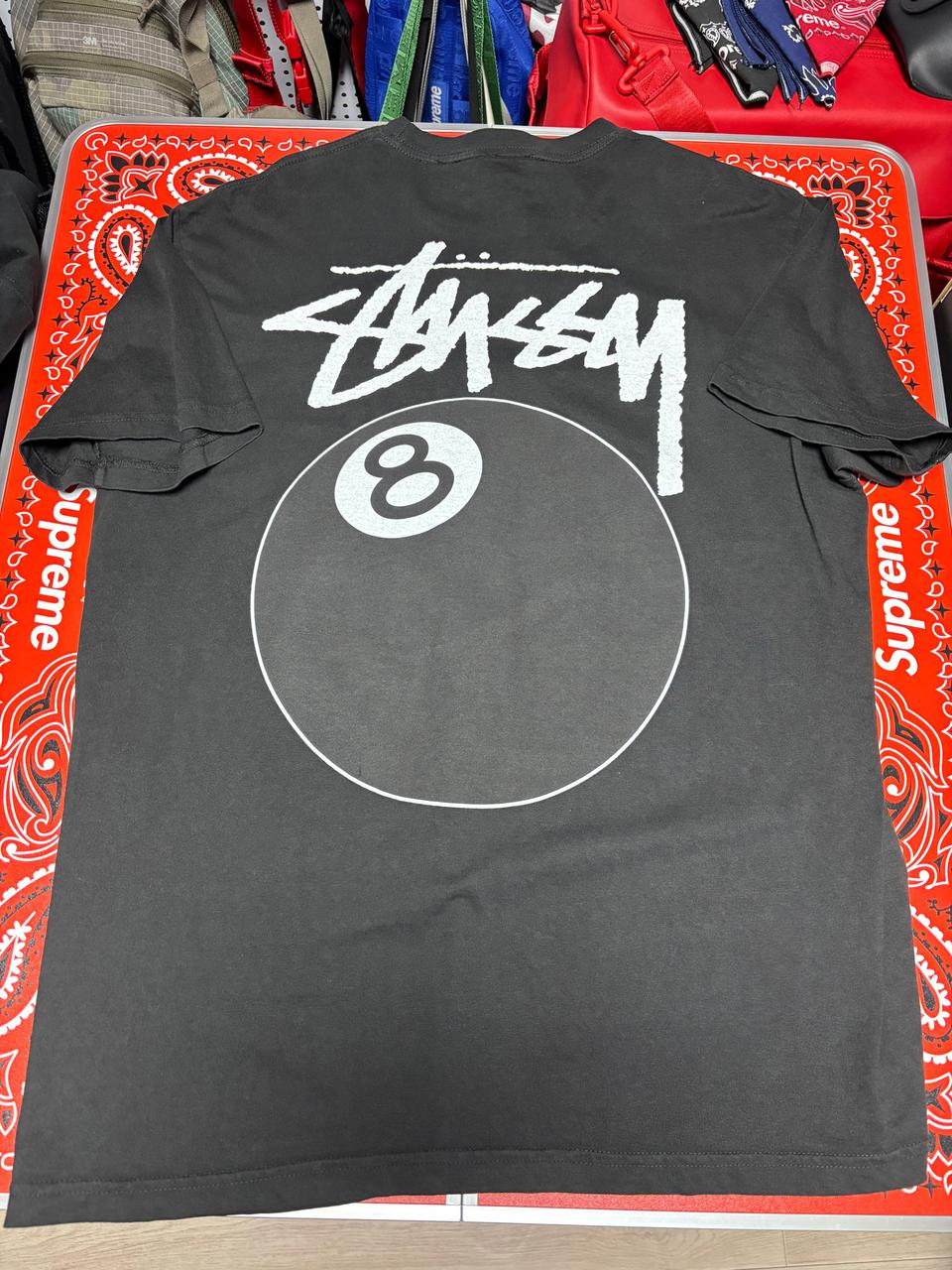[L] 스투시 8볼 피그먼트 다이드 티셔츠 블랙