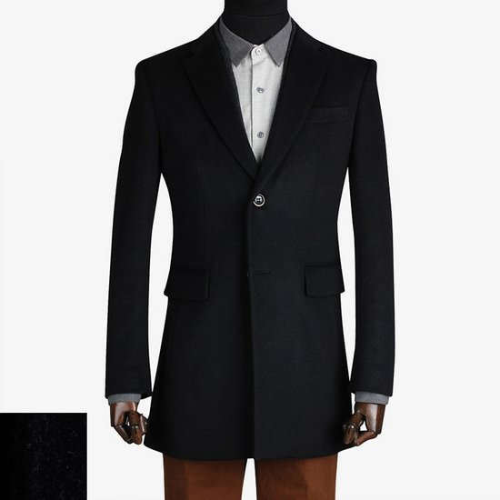 엠비오 캐시미어 혼방 다크 그레이 체스터 필드 코트 코오롱시리즈