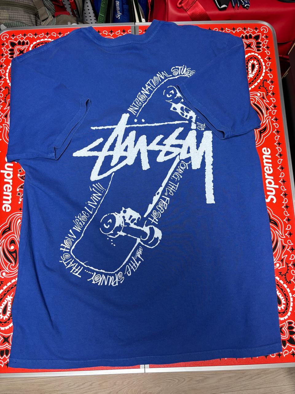 [L] 스투시 스케이트 파시 피그먼트 다이드 티셔츠 블루